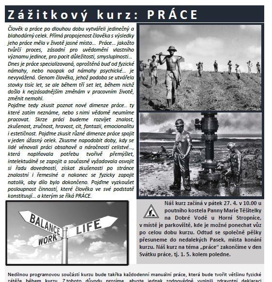 Příklad tematické pozvánky na zážitkový kurz